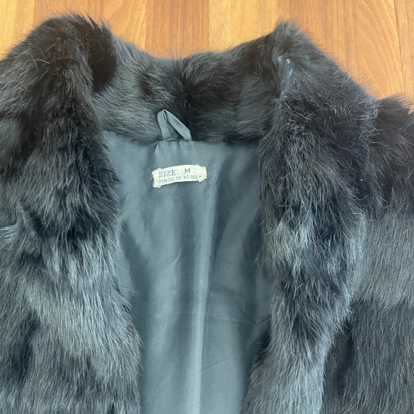 VINTAGE Black Rabbit Fur Jacket - Picture 2 of 10
